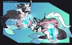 animal_genitalia animal_penis anthro anus arms_in_front arms_tied_behind_back artist_name ass ass_up balls balls_focus bell bell_collar big_penis big_tail blue_background blue_body blue_butt blue_eyes blue_fur blue_inner_ear_fluff blue_penis blush blush_lines bondage bound bow_ribbon butt_focus canine_genitalia canine_penis closed_eyes collar ear_blush ear_tuft erection fish_tail fluffy fluffy_hair fluffy_neck_fur fluffy_tail flustered_male fur genital_focus genitals gift_wrapped glistening glistening_genitalia glistening_penis gradient_background gradient_tail grey_body grey_fur grey_hair hair hands_behind_back hi_res inner_ear_fluff kneeling kneeling_on_ground knot knotted_penis looking_at_viewer looking_back looking_up lying lying_on_ground machine male male_focus male_only markings midnightpurrs multicolored_body multicolored_fur multiple_angles multiple_poses musk musk_clouds musky_balls musky_penis neck_tuft on_front on_ground pawpads penis penis_backwards penis_focus pose presenting presenting_hindquarters protogen restrained restrained_arms restrained_legs ribbon_bondage ribbons screen screen_face simple_background snout_tied solo spots spotted_body spotted_fur spotted_markings tail text tuft visor white_body white_fur white_hair wrapped_arms wrapped_legs wrapped_up