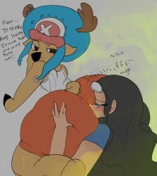 1boy 1girls ass_bigger_than_head big_ass black_hair color color_edit colored colored_sketch colorshun enjoying_farts fart fart_fetish farting farting_in_face farting_on_face female female_only femboy male/female melissaalli nico_robin one_piece tony_tony_chopper woman