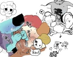 astro_(dandy's_world) blowjob blush dandy's_world dandy_(dandy's_world) gay gay_sex sucking_cock sucking_penis sweat threesome yaoi