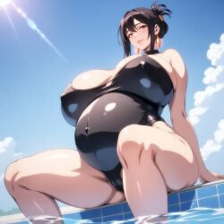 1girls ai_generated belly_button big_belly big_belly_girl big_breasts breasts cleavage curvy female gigantic_breasts heavily_pregnant huge_belly huge_boobs huge_breasts knocked_up looking_at_viewer milf milfication orange_eyes panties pregnancy pregnant pregnant_belly pregnant_female pregnant_fetish puffy_nipples solo solo_female thicc underbelly very_pregnant waifu