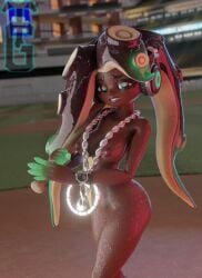 baseball baseball_bat dark-skinned_female dark_skin exhibitionism female_only marina_(splatoon) necklace nintendo splatoon splatoon_2 tealgerudo