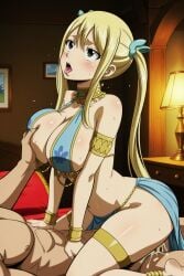 belly_dancer blonde_hair breasts cowgirl_position lucy_heartfilia lucy_heartfilia_(belly_dancer) omega_weirdo open_mouth tongue_out