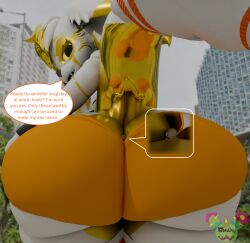absurd_res anthro ass big_butt butt_crush butt_focus entrapment female hi_res hobkin humanoid macro male male/female omananimations plushyafton thick_thighs wide_hips