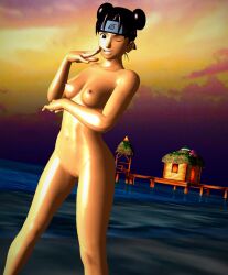 3d afternoon beach double_bun inoxlust naruto naruto_(series) naruto_shippuden tenten underrated underrated_waifu