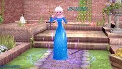 3d artist_name ass_expansion bare_shoulders bimbofication blue_dress blue_eyes blush book breast_expansion breasts brick_wall cleavage collarbone colored_skin comic corruption disney dress elsa_(frozen) english_text female flower food frozen_(film) full_body grass holding huge_breasts hyper hyper_ass hyper_breasts indoors koikatsu large_breasts lips lipstick long_dress long_sleeves looking_at_viewer magic magic_circle makeup medium_breasts off-shoulder_dress off_shoulder open_mouth pink_skin plant purple_skin short_hair shylily smile solo stairs standing tagme twitter_username virusb90 watermark white_hair