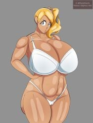 big_ass big_breasts bra dalpheushills gyaru hand_on_hip huge_ass huge_breasts komi-san_wa_komyushou_desu manbagi_rumiko tan_body tan_skin underwear underwear_only