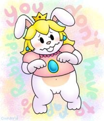 english_text female furry mario_(series) mario_+_rabbids mario_+_rabbids:_kingdom_battle nintendo nishi princess_peach_(cosplay) pussy rabbid rabbid_peach raving_rabbids solo text video_games