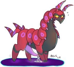 2025 aegisdraws alpha_channel ambiguous_gender arthropod blush blush_lines bodily_fluids digital_drawing_(artwork) digital_media_(artwork) egg egg_from_ovipositor egg_laying erection feral flustered genital_fluids genitals horn leaking nintendo ovipositor pokémon_(species) pokemon pokemon_(species) scolipede shaded simple_background solo tail transparent_background twitching