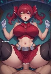 1boy 1boy1girl 1girls 1male ai_generated aibuta alternate_body_type alternate_breast_size alternate_costume big_breasts breasts breasts_bigger_than_head child_bearing_hips curvaceous curves curvy curvy_body curvy_female curvy_figure curvy_hips female female_only heterochromia hi_res high_resolution highres hips hips_wider_than_shoulders hourglass_figure houshou_marine huge_breasts massive_breasts massive_thighs red_eyes red_hair sex shiny_skin skull_crushing_thighs stable_diffusion thick_thighs thighs twintails voluptuous voluptuous_female wide_hips
