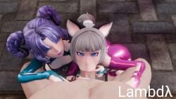 1boy 2girls 3d 3d_animation :>= all_the_way_to_the_base animated ass blowjob blowjob_face blue_eyes blunt_bangs bottom_heavy breasts cat_ears cat_tail catgirl clothed clothed_sex collaborative_fellatio deepthroat elin elin_(tera) eyes_rolling_back feline fellatio female ffm_threesome handjob handjob_while_sucking horns huge_cock kneeling lambdλ_(artist) large_ass light-skinned_female light-skinned_male lipstick loop looping_animation male male_pov nail_polish noisy_oral opennsfwsp oral oral_sex painted_nails pear_shaped penis petite ponytail pov purple_hair shortstack skimpy skimpy_clothes slit_pupils small_breasts sound sucking sucking_penis tagme tera_online thick_thighs threesome tongue tongue_out vacuum_blowjob vacuum_fellatio video white_hair wide_hips