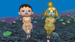 1boy 1girls animal_crossing bondage breasts canine charboy3000 cum drowning female isabelle_(animal_crossing) male nintendo nude penis peril underwater villager_(animal_crossing)