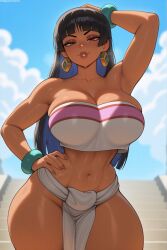 1girls ai_generated black_hair breasts chel dark-skinned_female dark_skin female hi_res hips huge_breasts long_hair stuffyai the_road_to_el_dorado thick_thighs thighs wide_hips
