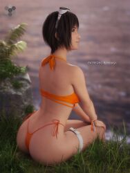 1girls beach bikini bikini_bottom bikini_top black_hair brown_eyes brown_eyes_female clothed clothed_female female female_focus female_only final_fantasy final_fantasy_vii final_fantasy_vii_remake happy happy_female light-skinned_female light_skin looking_at_viewer petite petite_body petite_female rendonyx short_hair short_hair_female shorts smile smiling smiling_at_viewer solo solo_female solo_focus yuffie_kisaragi