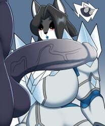 big_breasts big_penis black_cock breasts cleavage female furry huge_breasts huge_cock lunarartstudios_(artist) male thick_thighs wide_hips