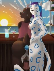 absurd_res alcohol anal anal_sex animal_genitalia animal_penis anthro anus ass balls bar beach beverage big_butt blue_body blue_eyes blue_fur blue_hair blue_penis bodily_fluids breasts chin_piercing clothed clothing cloud cocktail cocktail_glass container cum cum_from_ass cum_in_ass cum_inside cum_on_balls cup deer doggy_style drinking_glass duo ear_piercing ejaculation equine_genitalia equine_penis erection eyebrow_piercing eyewear facial_piercing felid from_behind_position fur furry futanari gay genital_fluids genitals gerta_(nibisu) glass glass_container glass_cup glasses hair hands-free hi_res intersex intersex/intersex intersex_penetrated intersex_penetrating isabelle_(nibisu) knot knotting looking_at_viewer mammal markings nibisu nipples nude nude_anthro open_mouth orange_eyes pantherine penetration penis piercing puffy_anus purple_hair sea sex sky smile snow_leopard spots spotted_markings sunset tail teeth thick_thighs topwear water white_body white_fur