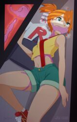 ! 1girls arm_at_side artist_name bangs bare_arms bare_shoulders breasts cervical_penetration clitoris clothing covered_mouth creature_inside crop_top cross_section deep_penetration ditto dutch_angle female gagged green_eyes green_shorts hiding highres human in_locker inset inside_locker kasumi_(pokemon) leg_up light locker locker_interior locker_sex looking_to_the_side merunyaa midriff misty_(pokemon) navel nintendo orange_hair pokemon pokemon_(anime) pokemon_(species) pokephilia pussy rape sex_in_locker short_hair shorts side_ponytail signature sleeveless slime slime_gag slime_monster small_breasts standing standing_on_one_leg suspender_shorts suspenders sweatdrop tareme team_rocket_uniform unbirth unbirthing uterus vaginal_penetration vore watermark web_address x-ray