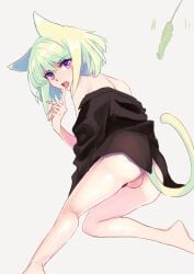 androgynous ass cat_ears cat_tail catboy clothing femboy lio_fotia looking_at_viewer promare twink