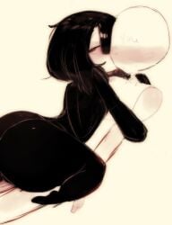 1boy1girl big_ass blake_(inky_chuu) blush cuddling grinding_on_penis hug inky_chuuu kissing_cheek shortstack sitting_on_lap soggwybwead