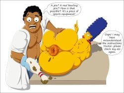 anal anus ass big_ass big_breasts bynshy chubby chubby_female fat fat_ass fisting julius_hibbert marge_simpson on_belly the_simpsons