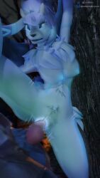 absurd_res animal_genitalia animal_humanoid animal_penis anthro athletic athletic_anthro athletic_female big_breasts big_knot big_penis blue_eyes bodily_fluids bovid breasts canid canid_humanoid canine canine_genitalia canine_humanoid canine_penis caprine clothed clothing cum cum_drip dominant dominant_male dripping duo ejaculation female female_focus female_penetrated fur genital_fluids genitals glowing glowing_eyes glowing_genitalia glowing_markings glowing_nipples hi_res humanoid kindred_(lol) knot knotted_penis lamb_(lol) league_of_legends male male/female male_penetrating male_penetrating_female mammal mammal_humanoid markings mythological_canine mythological_creature mythology nipples nude nude_anthro nude_female outdoor_nudity outside outside_sex partially_clothed penetration penis riot_games samtrix sex sheep size_difference spread_legs spreading tencent vaginal_penetration vaginal_penetration warwick_(lol) werecanid werecanine werecreature werewolf white_body white_fur wolf_humanoid