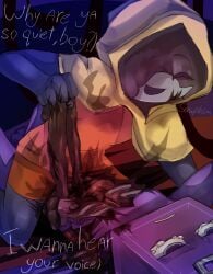 blood boxten_(dandy's_world) crying dandy's_world dialogue dismemberment gore intestines no_sex oc_x_canon organs pain straight umrain_(dandy's_world)