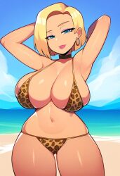 1girls ai_generated android android_18 ass beach big_ass big_breasts big_thighs bikini bikini_bottom bikini_top blonde_female blonde_hair breasts curvaceous curvy curvy_figure digital_media_(artwork) dragon_ball dragon_ball_super dragon_ball_z female gynoid hips hourglass_figure huge_ass huge_breasts huge_thighs human humanoid large_ass large_breasts large_thighs legs light-skinned_female light_skin mature mature_female shounen_jump skinhorse slim_waist thick thick_hips thick_legs thick_thighs thighs toei_animation voluptuous waist wide_hips