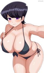 1girls big_breasts bikini bikini_bottom bikini_top black_bikini black_hair blush bottomwear breasts cleavage eclypse female female_only hair hips huge_breasts komi-san_wa_komyushou_desu komi_shuuko large_breasts mature mature_female mature_woman milf mother purple_eyes short_hair solo solo_female swimwear thick_thighs thighs topwear wide_hips