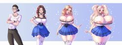 1boy 1girls areola_slip bimbo bimbo_lips bimbofication bimbofication_sequence breast_expansion female gender_transformation gigantic_breasts huge_breasts huge_lips human male purpluck sequence standing transformation transformation_sequence voluptuous