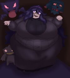 1girls banette bbw chubby chubby_female fat female ghostva11a haunter hex_maniac misdreavus pokemon_xy purple_hair