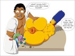 anal anus ass big_ass big_breasts bynshy chubby chubby_female fat fat_ass fisting julius_hibbert marge_simpson on_belly scat the_simpsons