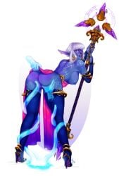 1girls amelette anus bent_over big_ass big_breasts blizzard_entertainment female high_heels nightborne nude original_character purple_skin pussy stockings tattoo thick_thighs voluptuous voluptuous_female warcraft white_hair wide_hips world_of_warcraft