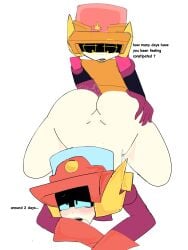 2025 ass bent_over brawl_stars brother_and_sister english larry_(brawl_stars) lawrie_(brawl_stars) machine robot robot_boy robot_girl robot_humanoid robots tagme text twins