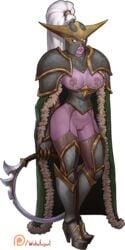 breasts elf female garter_belt heels maiev_shadowsong night_elf nipple_chain nipple_piercing nipple_piercings nipples piercings purple_skin pussy stockings thighhigh thighhighs wahafagart warcraft world_of_warcraft