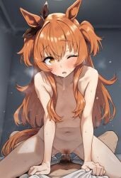 1girls ai_generated animal_ears anthropomorphization artist_request eyes female hair legs mayano_top_gun_(umamusume) skin tagme umamusume umamusume_pretty_derby young
