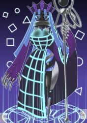 1girls 2d 2d_(artwork) 5_claws artist_name ball bamangojuice black_bars black_face breasts breasts_bigger_than_head circle claws curvy curvy_female cyberclothes detached_limbs digital_media_(artwork) eyebrows female female_focus female_only gem grabbing_staff halo_hair headgear headwear looking_at_viewer metal_body metal_finger_claws monster monster_girl movement_lines nun nun_outfit original original_character original_characters purple_gem song_nanqiao's_(bamangojuice) square staff summoning summoning_circle triangle_facial_mark