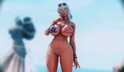 1girls 3d abs american_flag_bikini athletic athletic_female big_breasts breasts female final_fantasy final_fantasy_xiv huge_breasts large_breasts oc tagme