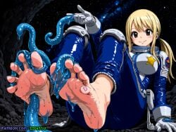 ai_generated barefoot fairy_tail feet foot_fetish foot_focus gigatsu lucy_heartfilia pixel_art slime slime_(substance) slime_monster sole_female soles space spacesuit toes