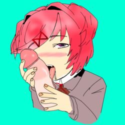 1boy 1girls color doki_doki_literature_club edit fellatio female goki_dev ilise_rose male natsuki_(doki_doki_literature_club) penis pettankon pink_hair straight yatboim