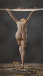 ass blonde_hair bluelight commentary_request divine elden_ring female female_only fromsoftware milf nude nude_female queen_marika_the_eternal