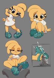 2024 4_fingers anthro balls bedroom_eyes black_eyes blush bodily_fluids body_blush bonita_(gaturo) bottomless bottomless_anthro bottomless_female clogs clothed clothing clothing_lift crocs cum cum_on_clothing cum_on_footwear cum_on_own_penis cum_on_penis cum_on_self digital_drawing_(artwork) digital_media_(artwork) domestic_cat duo eyelashes faceless_character faceless_male feet felid feline felis female female_anthro female_focus fingers first_person_view foot_fetish foot_play footjob footwear fur gaturo genital_fluids genitals glans glistening glistening_clothing glistening_footwear glistening_genitalia glistening_glans glistening_penis glistening_vulva green_clothing green_footwear grey_background grey_balls grey_body grey_fur grey_glans grey_penis hi_res humanoid_genitalia humanoid_vulva lagomorph leporid looking_at_another's_genitalia looking_at_another's_penis looking_at_genitalia looking_at_penis looking_down lying male male/female male_pov mammal marte_(gaturo) narrowed_eyes navel on_back orange_eyelids penis penis_blush print_clothing print_shirt print_topwear rabbit scut_tail seductive sex shirt shirt_lift shoejob shoes short_tail simple_background sitting smile solo_focus standing tail topwear topwear_lift vulva white_clothing white_shirt white_topwear yellow_body yellow_fur yellow_tail yellow_vulva
