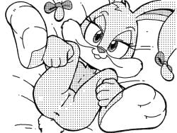 2025 3_toes 4_fingers anthro anus ass babs_bunny bedroom_eyes buckteeth countershade_face countershade_feet countershading digital_drawing_(artwork) digital_media_(artwork) ear_bow eyelashes feet female female_anthro fingers flat_chested floppy_ears gaturo genitals head_tuft humanoid_genitalia humanoid_pussy humanoid_vulva innie_vulva lagomorph leporid looking_at_viewer lying mammal monochrome narrowed_eyes nude nude_anthro nude_female on_back presenting_pussy presenting_vulva pussy rabbit seductive short_tail smile solo tail teeth tiny_toon_adventures toes triangle_nose tuft vulva warner_brothers