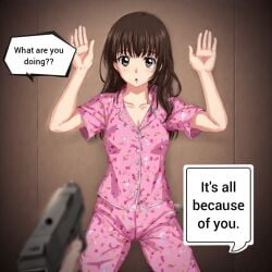 ai_generated brown_hair female gmcc held_up kidnapped pajamas plot