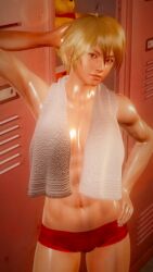 1girls abs athletic athletic_female blonde_female blonde_hair blonde_hair blonde_hair_female breasts breasts covered_nipples doom4rus female leo_kliesen light-skinned_female light_skin muscular muscular_female tekken toned toned_female topless topless_female towel_over_breasts video_game_character