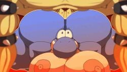 1boy 1girls animated anthro anthro_on_anthro ass big_ass blue_yoshi bowser castle doggy_style duo eyelashes fat_ass female front_view furry furry_female furry_male furry_only gigantic_ass huge_ass koopa koznsfw large_ass lying_on_stomach male male/female mario_(series) mature mature_female mature_male nintendo nipples penis penis_in_pussy protagonistsub_antagonistdom pussy reptile scalie sex straight straight_sex tagme yoshi