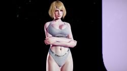 1girls 3d ashley_graham bra grey_bra grey_panties grey_underwear mod panties resident_evil resident_evil_4 solo underwear