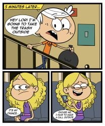 accurate_art_style blonde_female blonde_hair comic_page dialogue female lies lincoln_loud lori_loud lying nickelodeon nickelodeon_animation_studio paramount_pictures taki8hiro the_loud_house white_hair whitney_(the_loud_house)