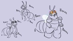 16:9 4_arms 6_limbs ambiguous_gender antennae_(anatomy) anthro arthropod bee bell bell_collar biped bodily_fluids buzzing clothing collar digital_media_(artwork) drone dronification drooling half-closed_eyes hi_res hunched_over hymenopteran hypnosnack hypnotic_visor insects latex latex_clothing latex_skinsuit male male_only mind_control multi_arm multi_limb narrowed_eyes null_bulge onomatopoeia overweight saliva sex_toy skinsuit slightly_chubby solo sound_effects stinger stinger_tail stripes tail text tight_clothing vibrating vibrator vowelless vowelless_sound_effect widescreen wings
