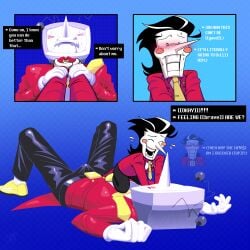 asking_for_more breathplay choking male/male male_only on_top_of_another size_difference spamton_g_spamton tenna_(deltarune)