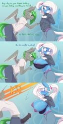 absurd_res anthro big_breasts blood blush bodily_fluids breasts chapaevv clothed clothing comic digital_media_(artwork) duo english_text equid equine fan_character female friendship_is_magic genitals hair hasbro hi_res impossible k.o. male male/female mammal my_little_pony mythological_creature mythological_equine mythology nipples nosebleed open_mouth pegasus penis speech_bubble text unconscious wardrobe_malfunction wings