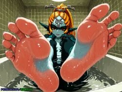 ai_generated barefoot bath bathroom feet foot_fetish foot_focus gigatsu looking_at_viewer midna pixel_art seductive sole_female soles the_legend_of_zelda toes